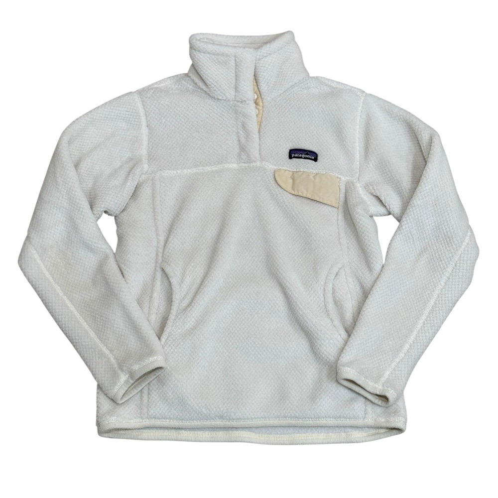 Patagonia Re-Tool Snap-T Pullover Fleece Jacket White Raw Linen Women's Small